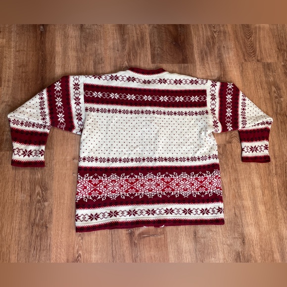 Horveit Womens Wool Fair Isle Cardigan Sweater Size XL Clasp Hook Closure Nordic - Picture 2 of 14